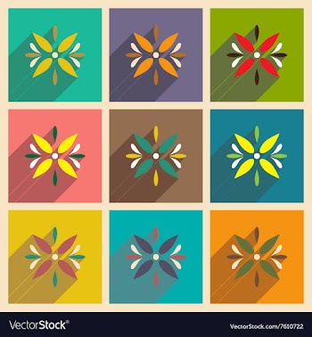 Concept flat icons with long shadow Arabic flower vector image