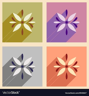 Concept flat icons with long shadow Arabic flower vector image