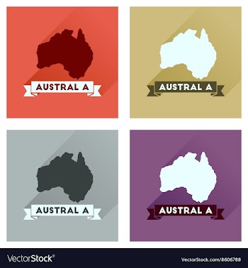 Concept flat icons with long shadow Australia map vector image