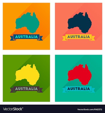 Concept flat icons with long shadow Australia map vector image