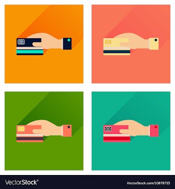 Concept flat icons with long shadow bank card hand vector image