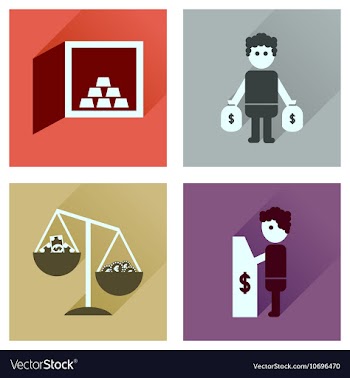 Concept flat icons with long shadow banking vector image
