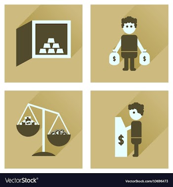 Concept flat icons with long shadow banking vector image