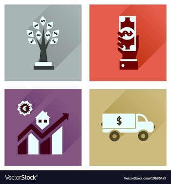 Concept flat icons with long shadow banking vector image