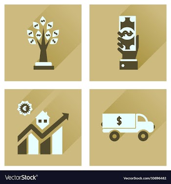 Concept flat icons with long shadow banking vector image