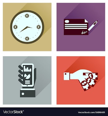 Concept flat icons with long shadow banking vector image