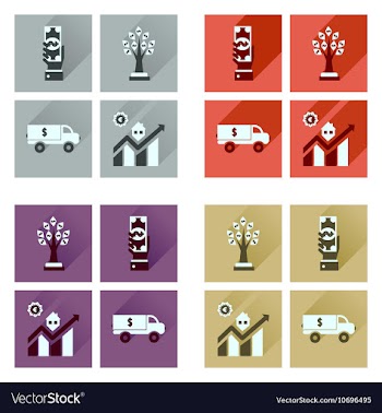 Concept flat icons with long shadow banking vector image