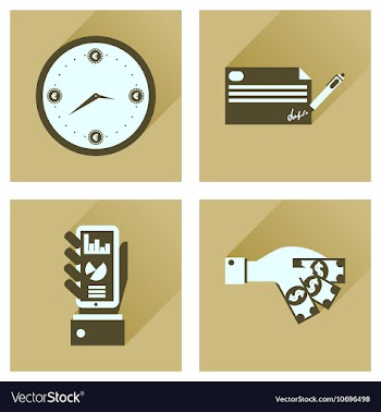 Concept flat icons with long shadow banking vector image