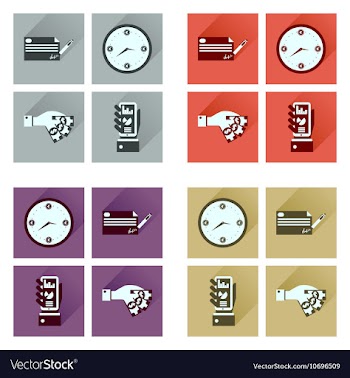 Concept flat icons with long shadow banking vector image