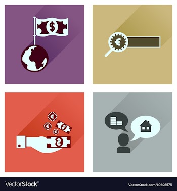 Concept flat icons with long shadow banking vector image