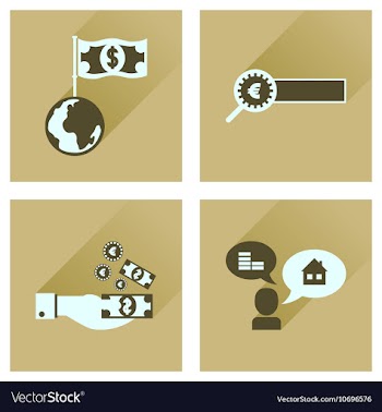 Concept flat icons with long shadow banking vector image