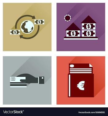 Concept flat icons with long shadow banking vector image