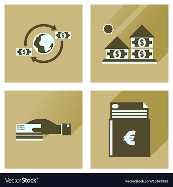 Concept flat icons with long shadow banking vector image
