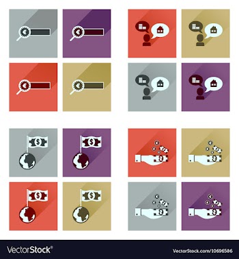 Concept flat icons with long shadow banking vector image