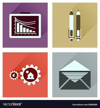 Concept flat icons with long shadow banking vector image