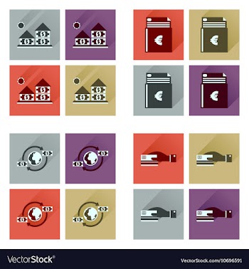 Concept flat icons with long shadow banking vector image