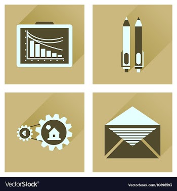 Concept flat icons with long shadow banking vector image
