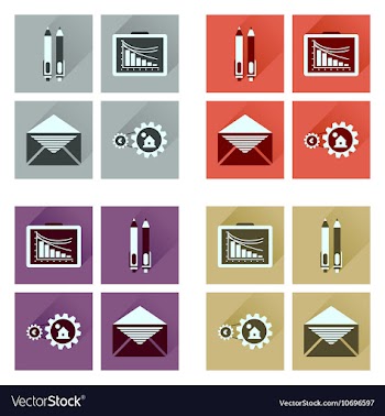 Concept flat icons with long shadow banking vector image