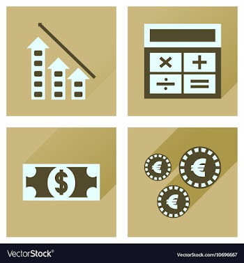 Concept flat icons with long shadow banking vector image