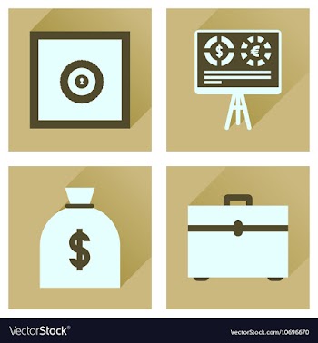 Concept flat icons with long shadow banking vector image