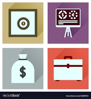 Concept flat icons with long shadow banking vector image