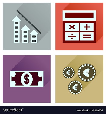 Concept flat icons with long shadow banking vector image