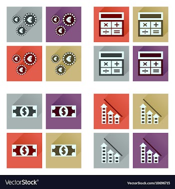 Concept flat icons with long shadow banking vector image