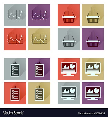 Concept flat icons with long shadow banking vector image