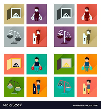 Concept flat icons with long shadow banking vector image