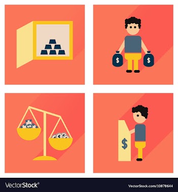 Concept flat icons with long shadow banking vector image