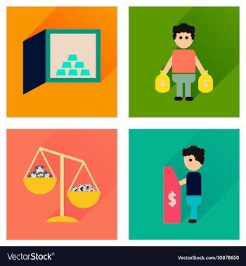 Concept flat icons with long shadow banking vector image