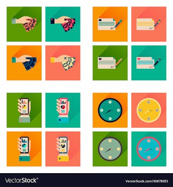 Concept flat icons with long shadow banking vector image