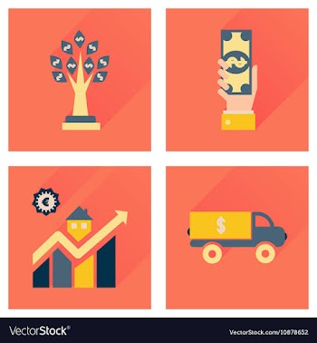 Concept flat icons with long shadow banking vector image