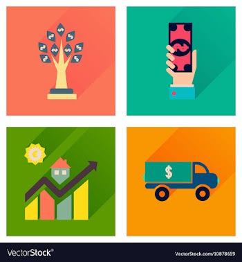 Concept flat icons with long shadow banking vector image