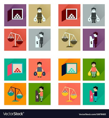 Concept flat icons with long shadow banking vector image