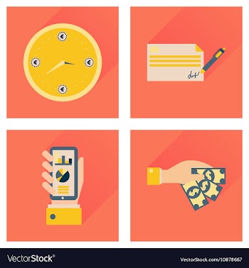 Concept flat icons with long shadow banking vector image