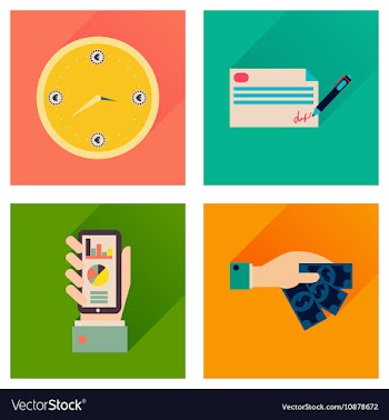 Concept flat icons with long shadow banking vector image