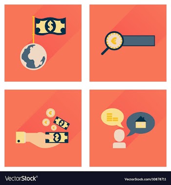Concept flat icons with long shadow banking vector image