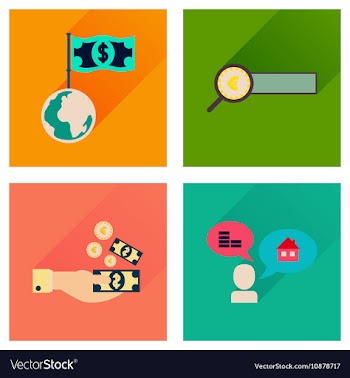 Concept flat icons with long shadow banking vector image