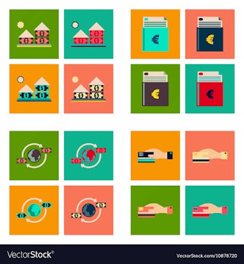 Concept flat icons with long shadow banking vector image