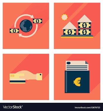 Concept flat icons with long shadow banking vector image