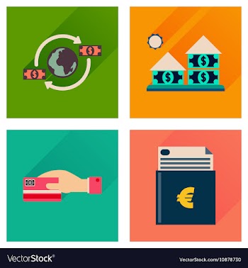 Concept flat icons with long shadow banking vector image