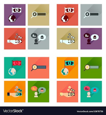 Concept flat icons with long shadow banking vector image