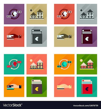 Concept flat icons with long shadow banking vector image