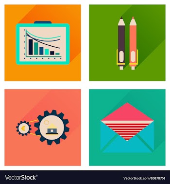 Concept flat icons with long shadow banking vector image