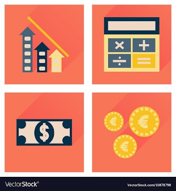 Concept flat icons with long shadow banking vector image