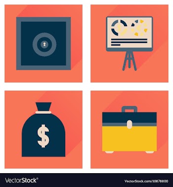 Concept flat icons with long shadow banking vector image