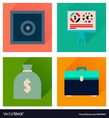 Concept flat icons with long shadow banking vector image