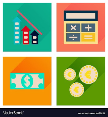 Concept flat icons with long shadow banking vector image