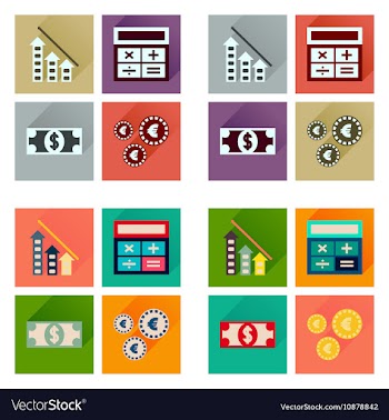 Concept flat icons with long shadow banking vector image
